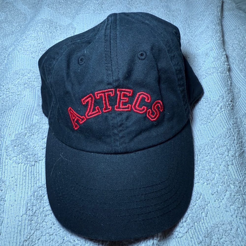 SDSU Black Baseball Hat with Red Aztecs Embroidery